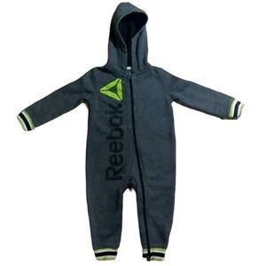 Reebok Fleece Hooded Full Zip Romper Baby Boy Size 18M